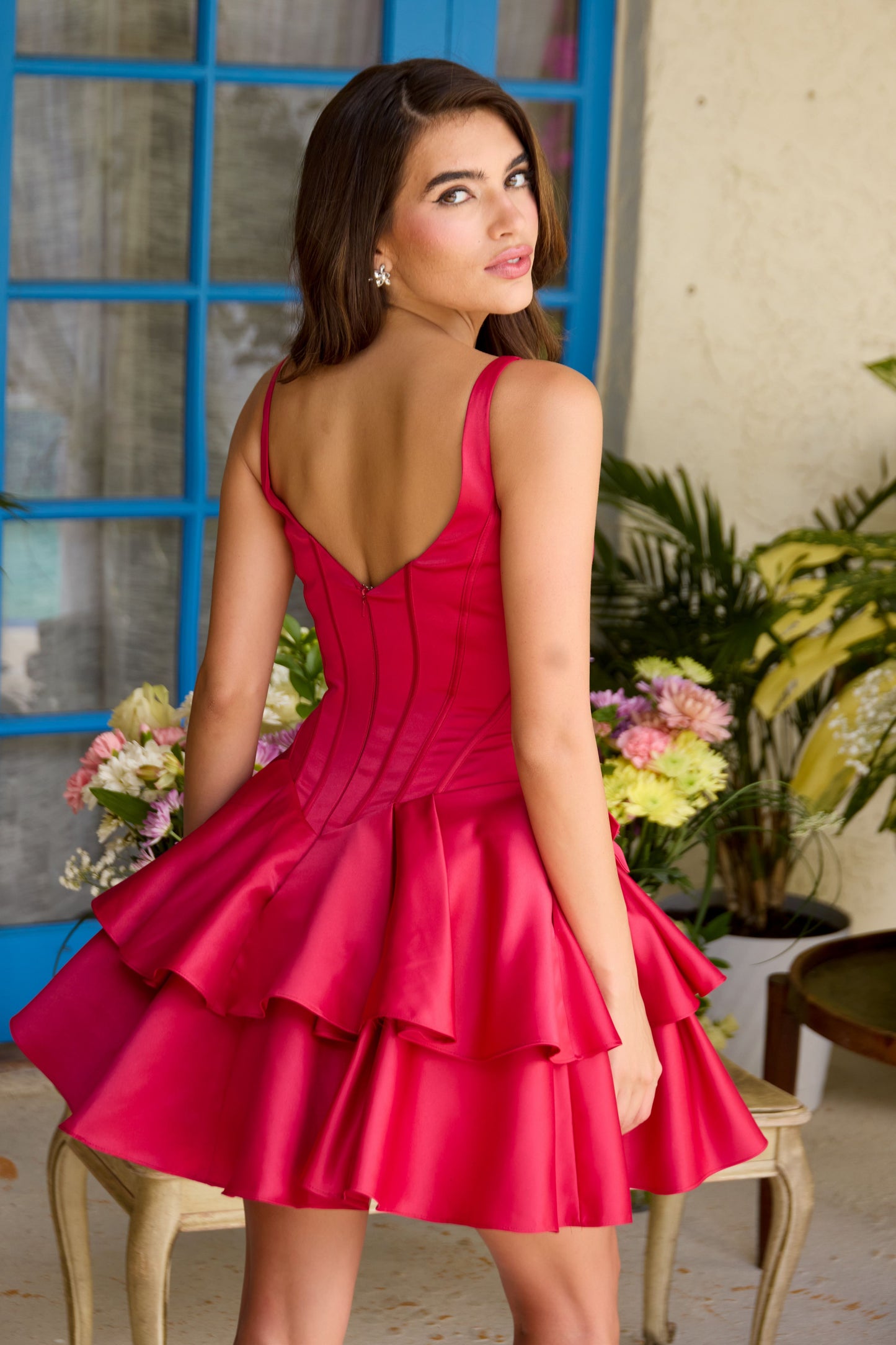 Ava Presley 42407 - Tiered Rosette Satin Party Dress