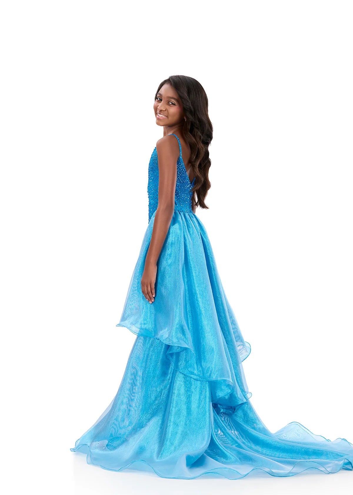 ASHLEYlauren Kids Metallic Jumpsuit with Overskirt 8361