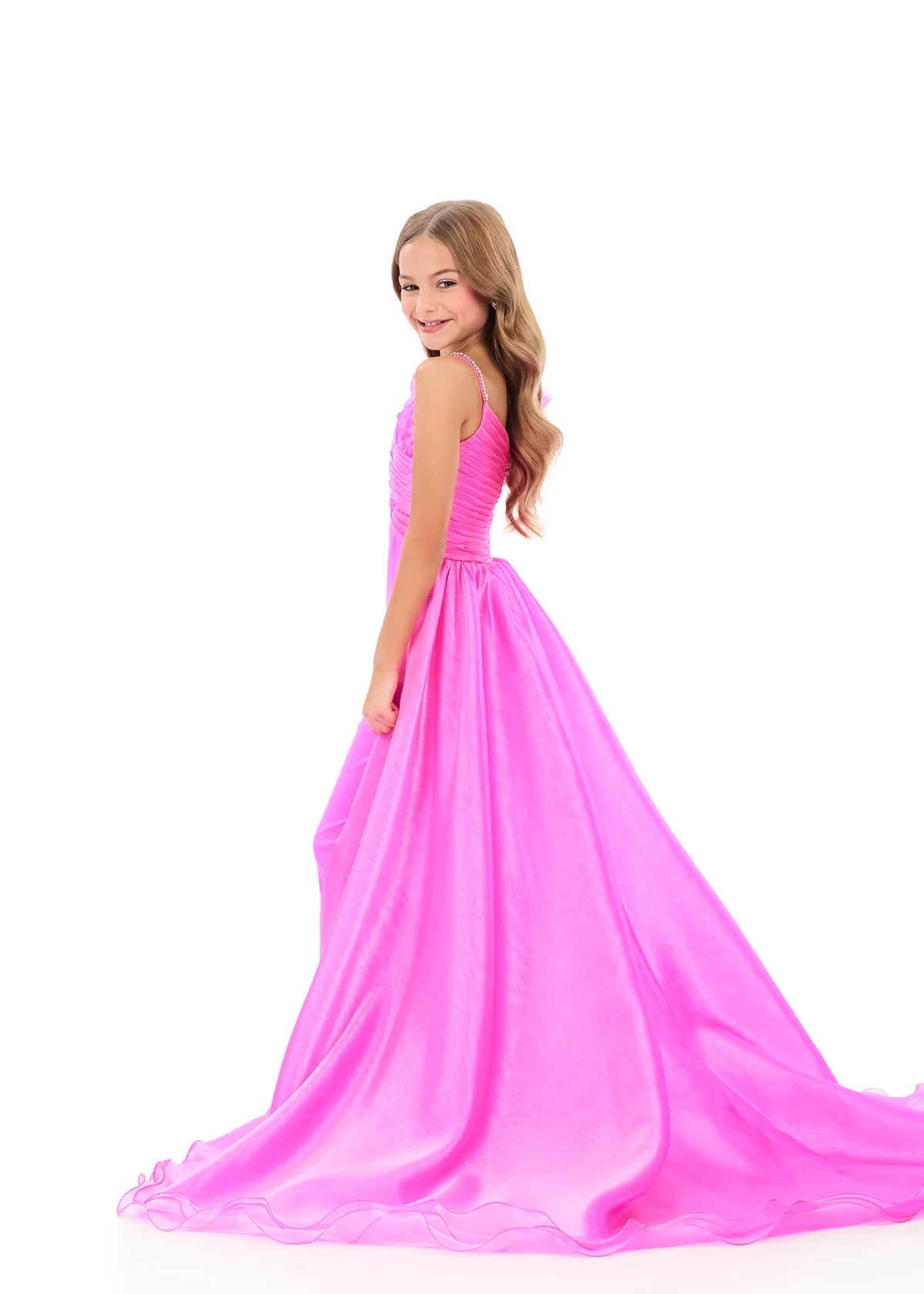 ASHLEYlauren Kids One-Shoulder Jumpsuit with Overskirt 8373