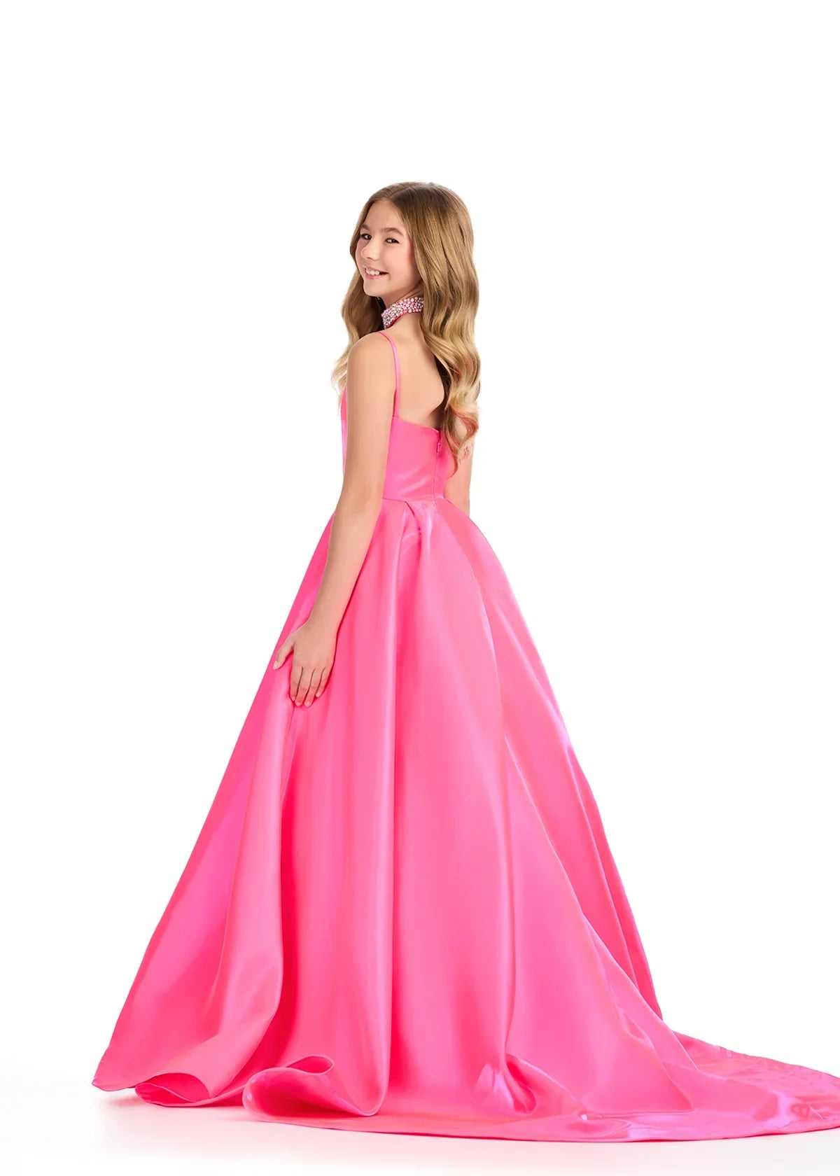 ASHLEYlauren Kids Satin Ball Gown 8275