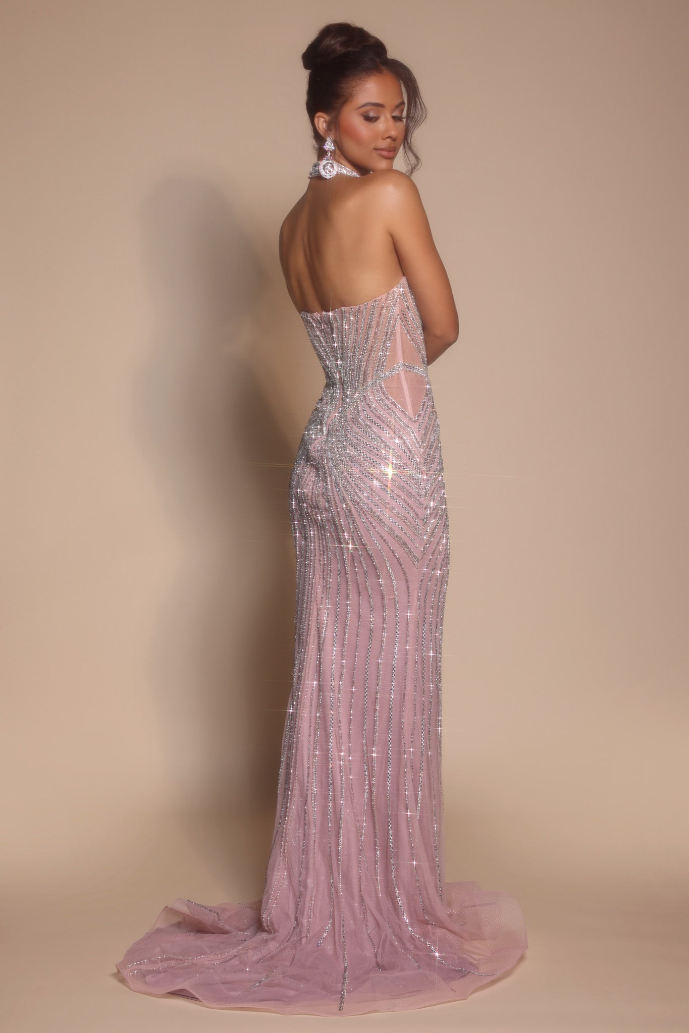 Portia and Scarlett Beaded Prom Dress with Choker PS26064