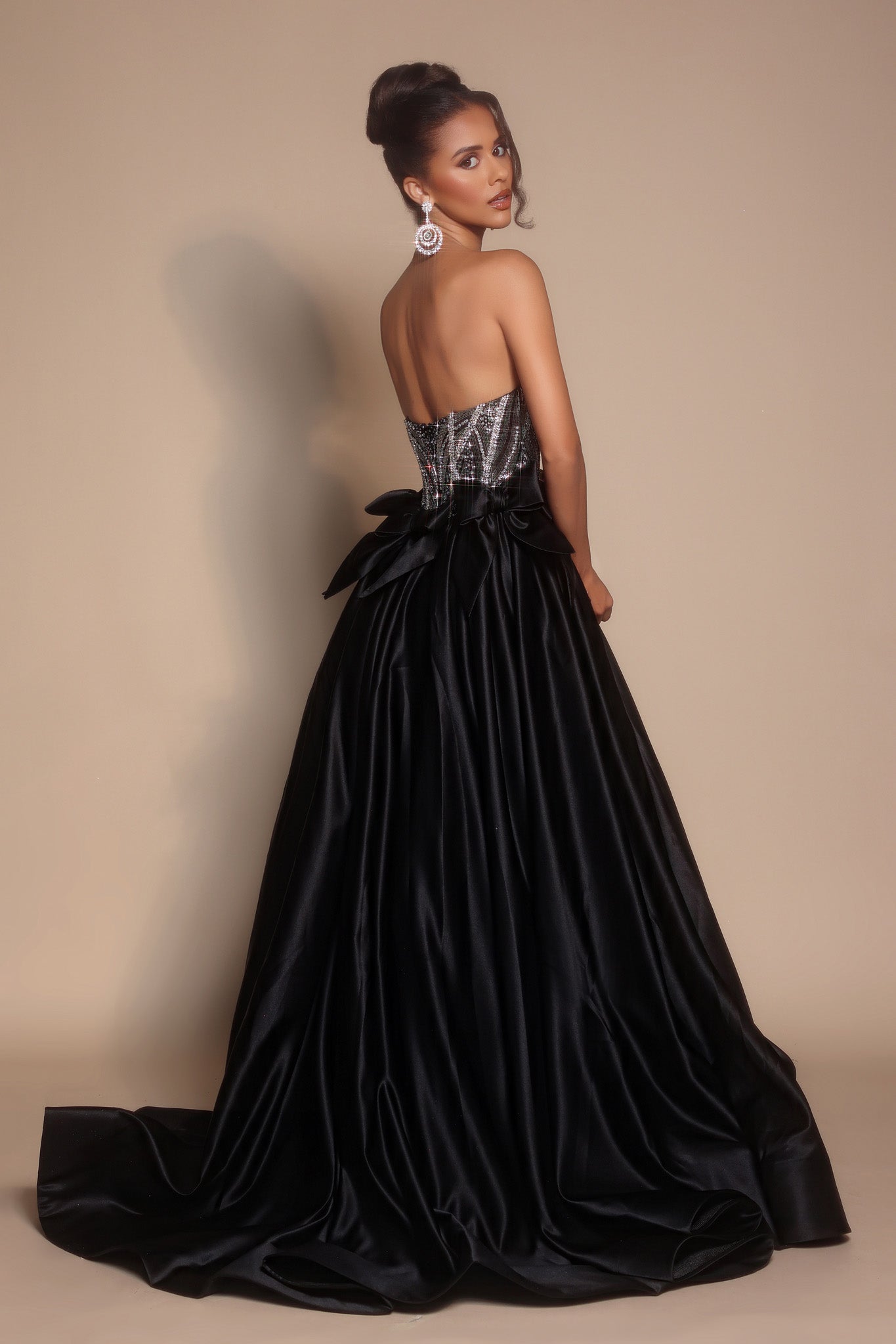 Portia and Scarlett Rhinestone Bow A-line Prom Dress PS26077
