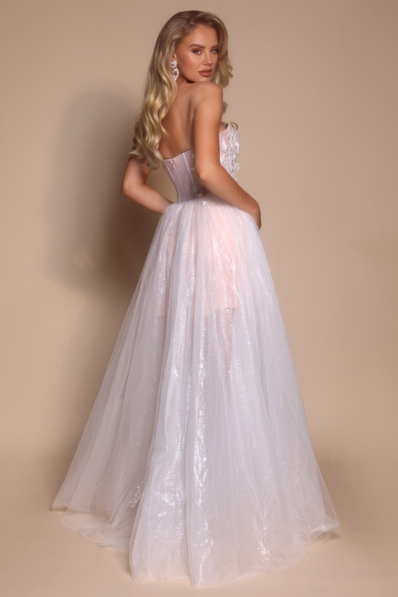 Portia and Scarlett Strapless 3D Floral A-Line Prom Dress PS26078