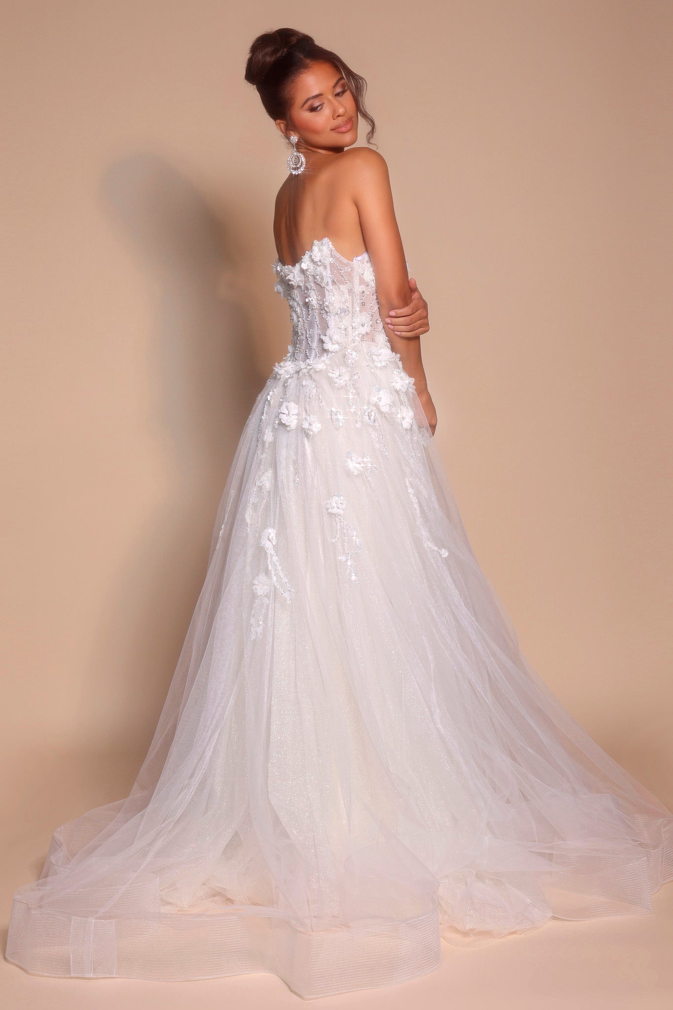 Portia and Scarlett Strapless Floral Tulle Ball Gown PS26137