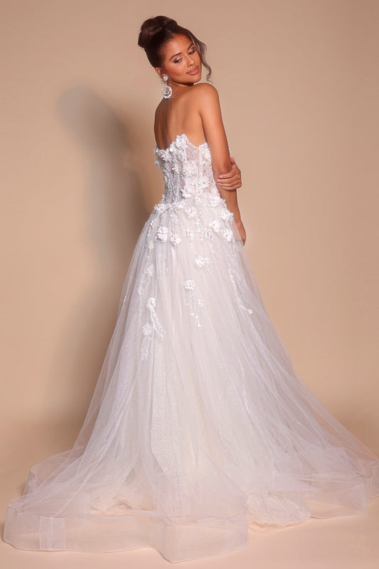 Portia and Scarlett Strapless Floral Tulle Ball Gown PS26137