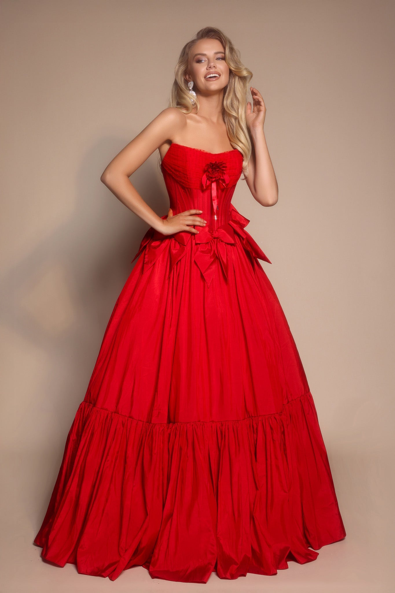 Portia and Scarlett Strapless Bow Prom Dress PS26148