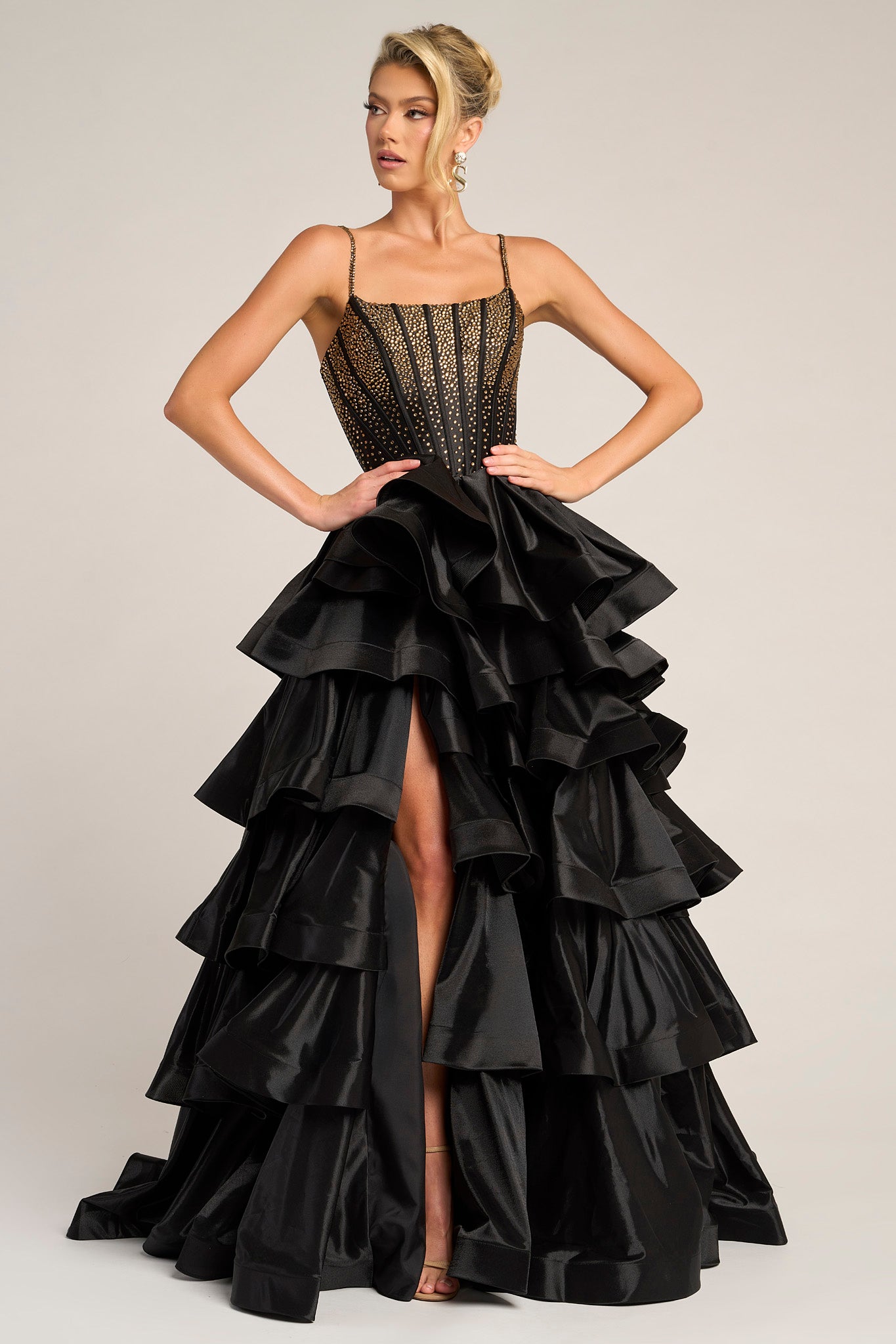 Portia and Scarlett Tiered Ball Gown Prom Dress PS26253