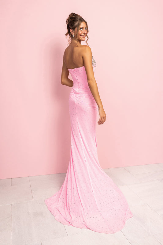 Portia and Scarlett Crystal Embellished Strapless Prom Dress XO059