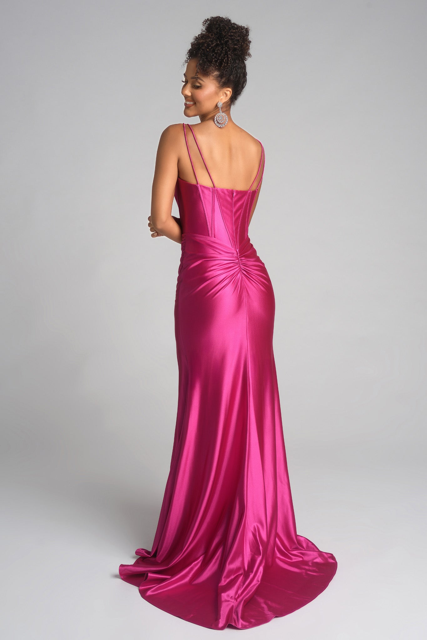 Portia and Scarlett Crystal Plunge Satin Prom Dress XO105