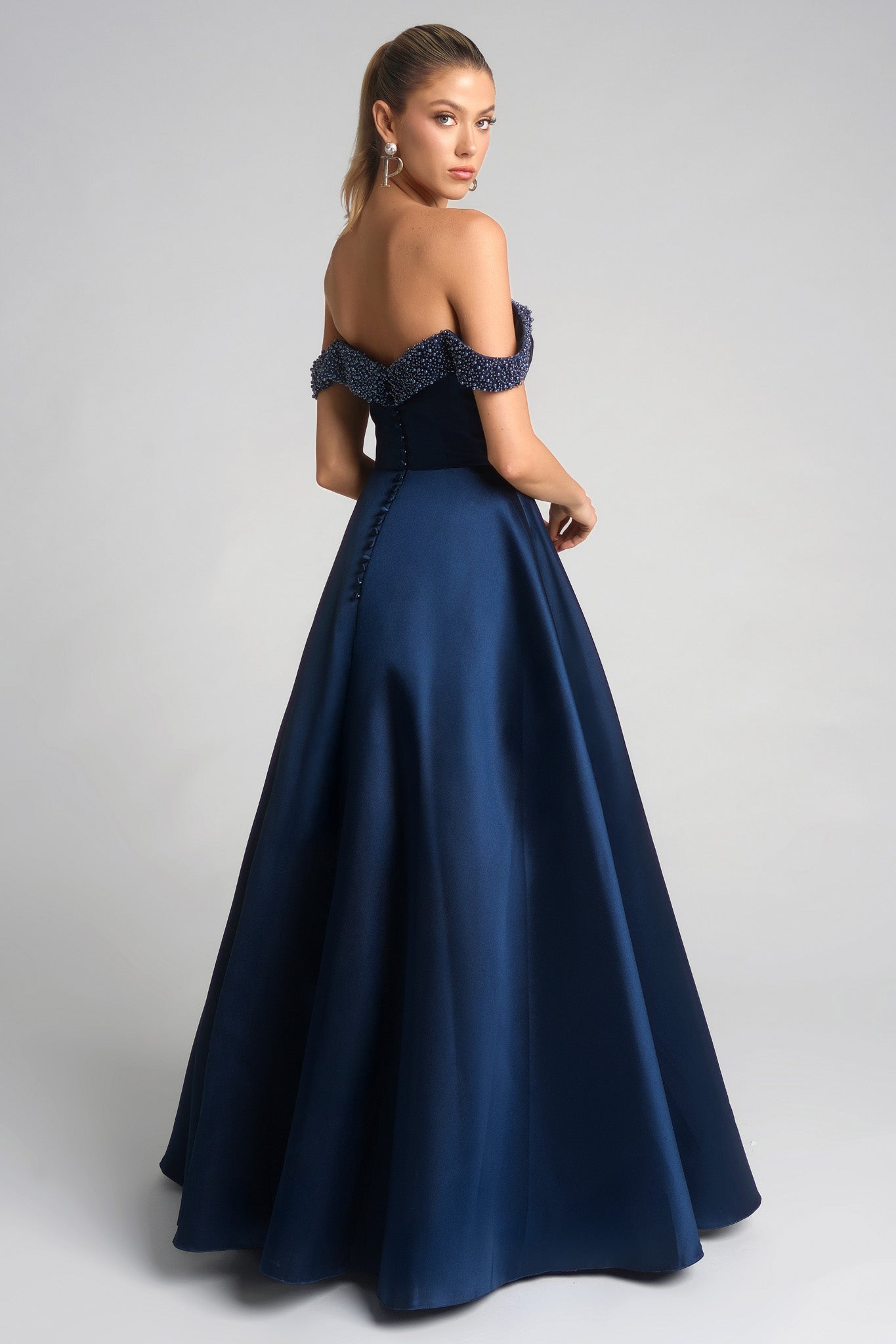 Portia and Scarlett Off-Shoulder Beaded A-Line Prom Dress XO117