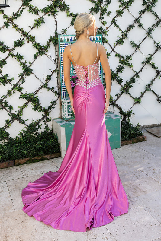 Portia and Scarlett Crystal Bodice Satin Prom Dress XO157