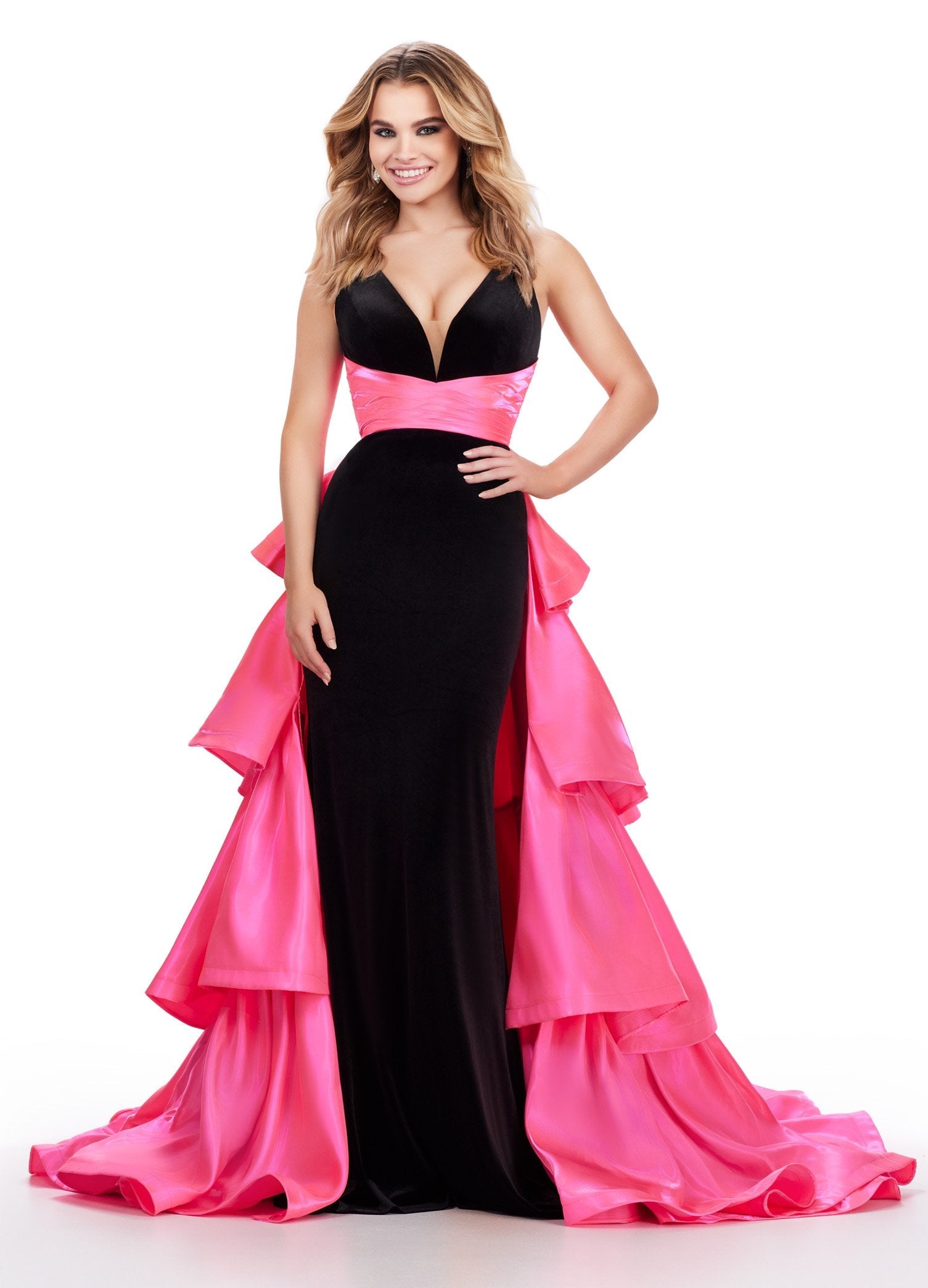 ASHLEYlauren 11643 - Black/Hot Pink – Flirt Prom \u0026 Pageant