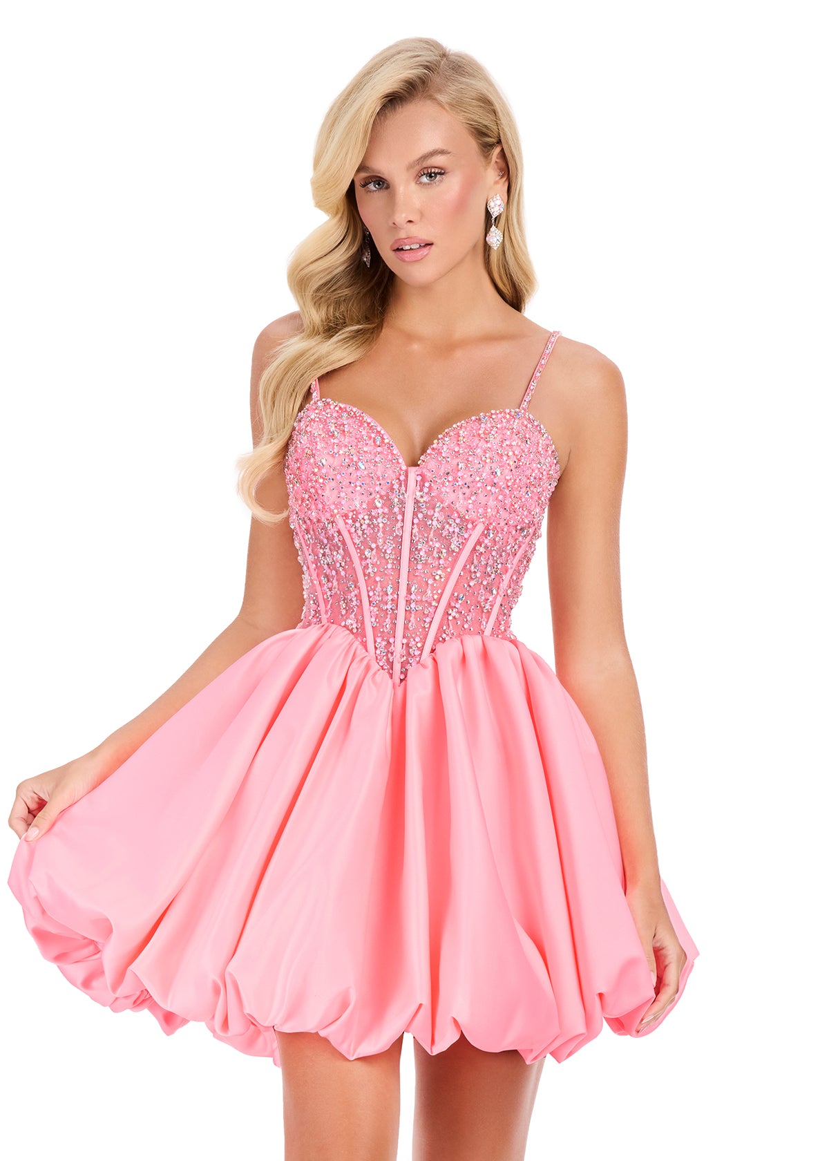ASHLEYlauren 40032 - Beaded Bubble Skirt Cocktail Dress
