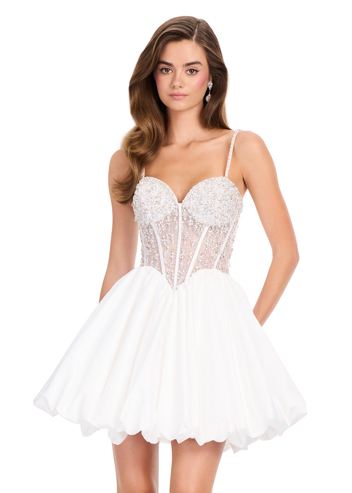 ASHLEYlauren 40032 - Beaded Bubble Skirt Cocktail Dress