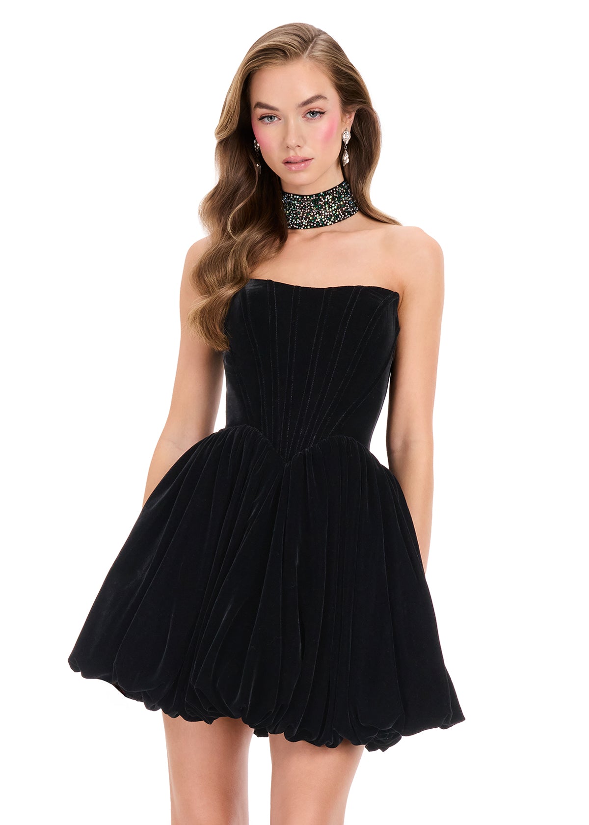 ASHLEYlauren 40033 - Velvet Bubble Skirt Cocktail Dress