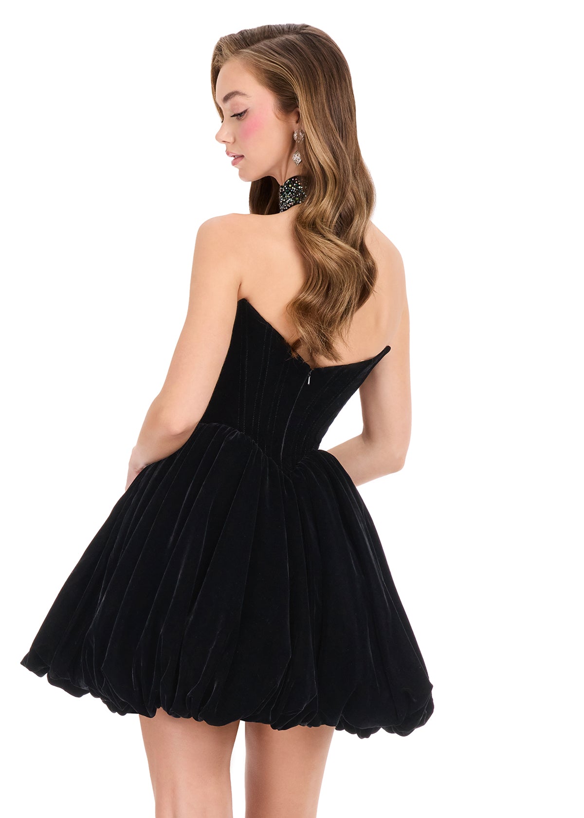 ASHLEYlauren 40033 - Velvet Bubble Skirt Cocktail Dress
