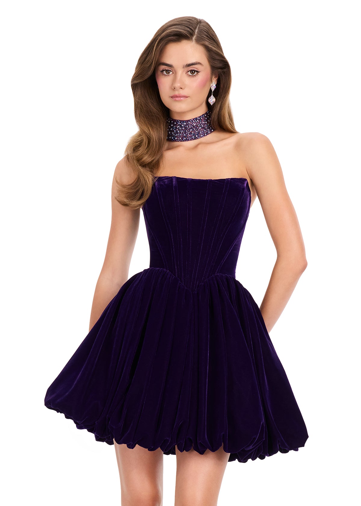 ASHLEYlauren 40033 - Velvet Bubble Skirt Cocktail Dress