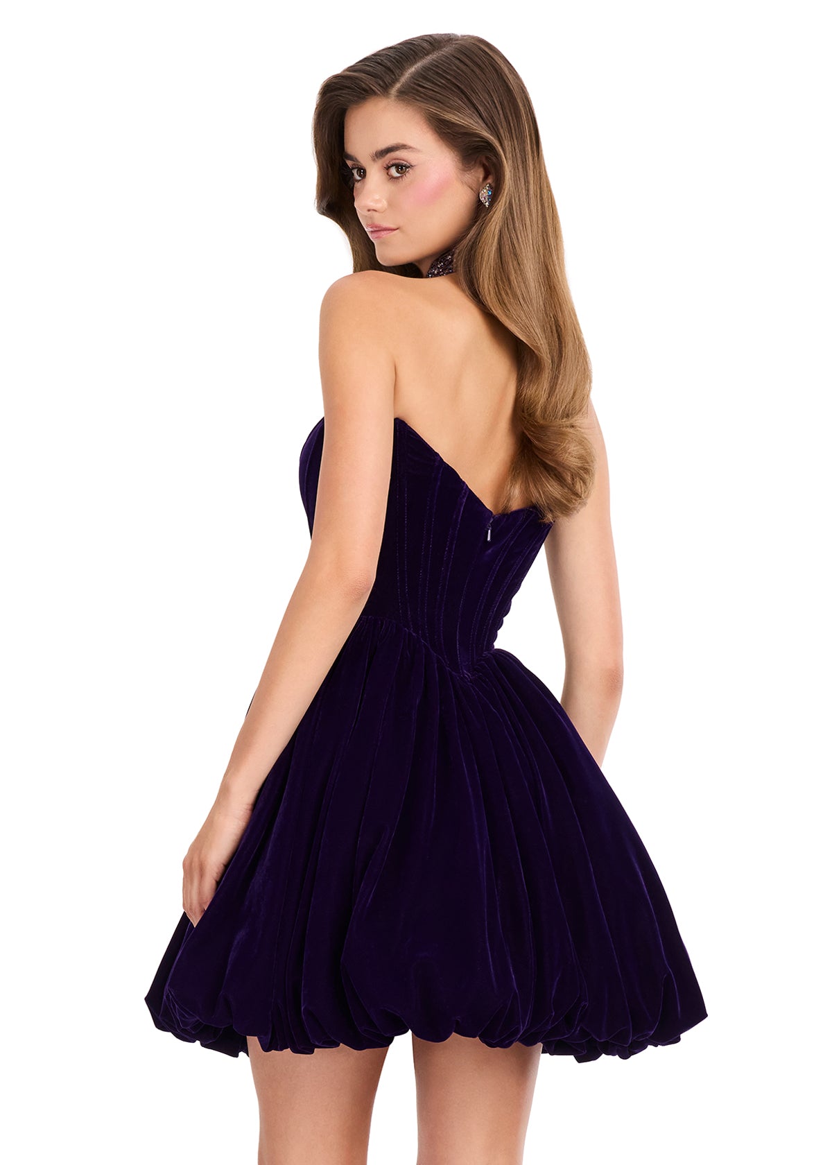 ASHLEYlauren 40033 - Velvet Bubble Skirt Cocktail Dress