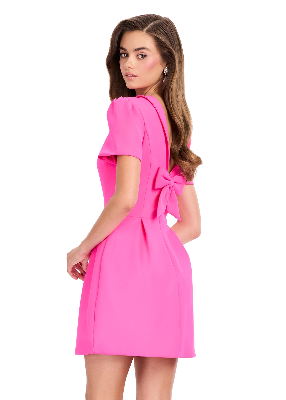ASHLEYlauren 40037 - Scuba Puff Sleeve Cocktail Dress