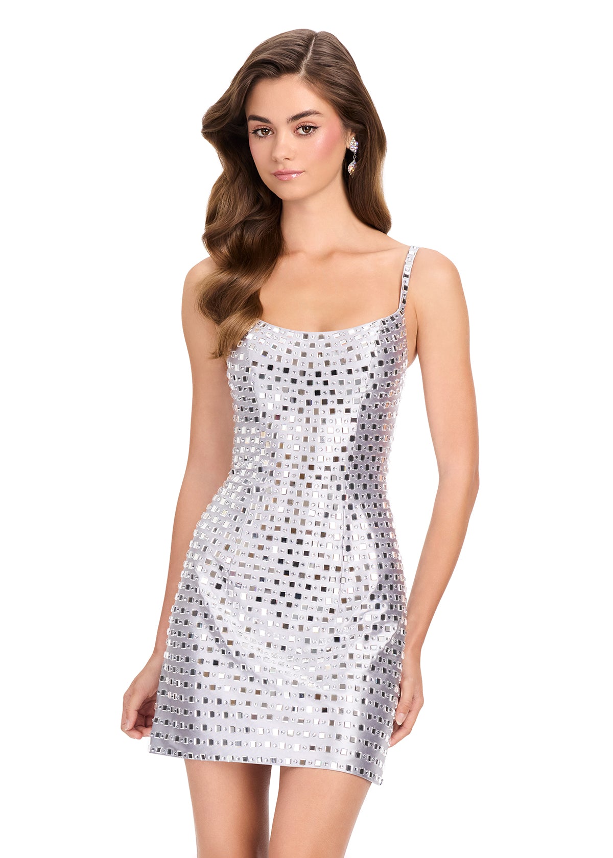ASHLEYlauren 40049 - Geometric Embellished Mini Dress
