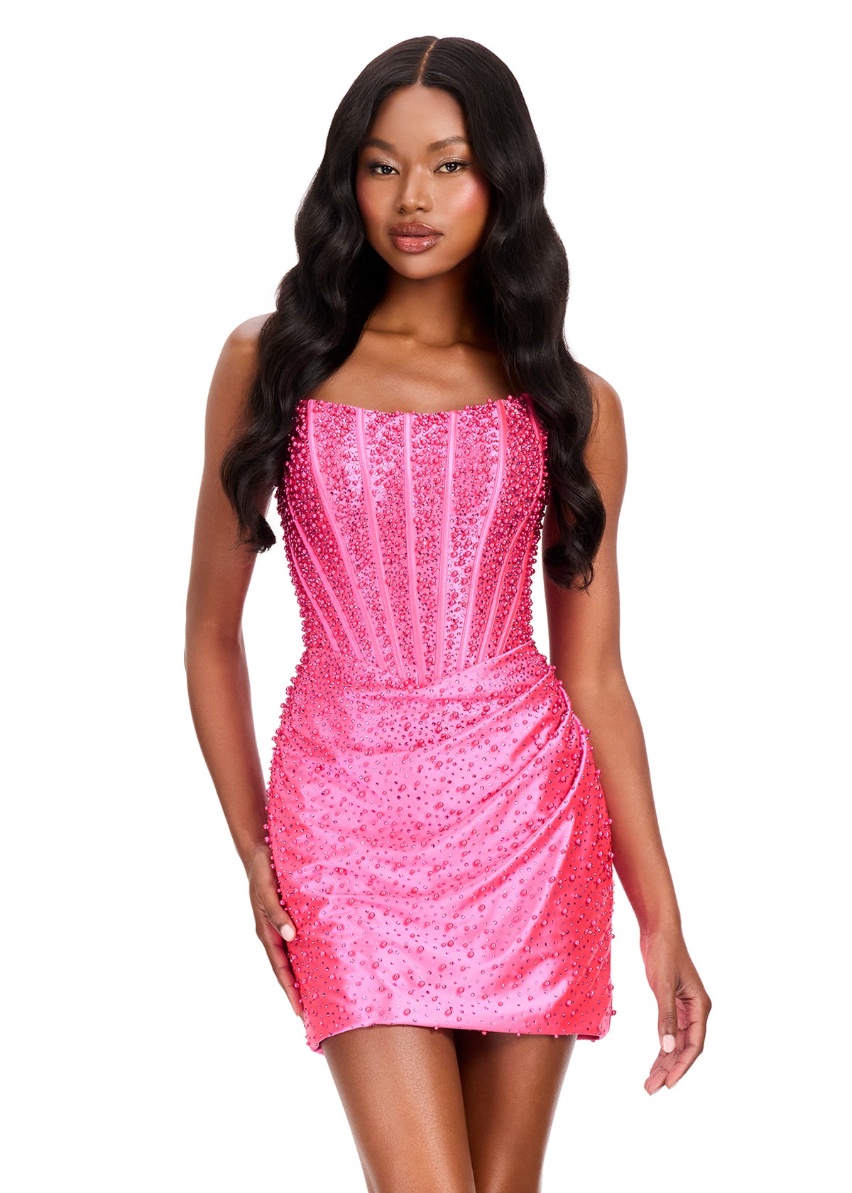 ASHLEYlauren 40063 - Embellished Corset Mini Dress