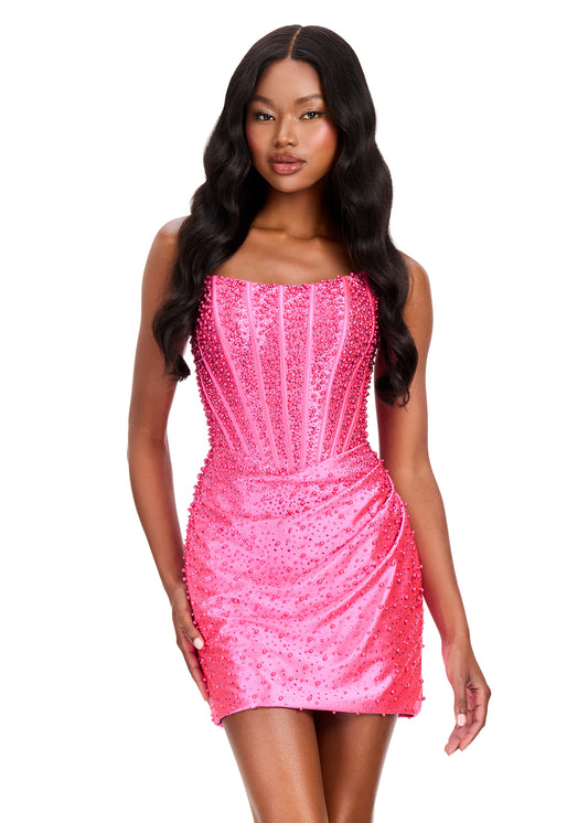ASHLEYlauren 40063 - Embellished Corset Mini Dress
