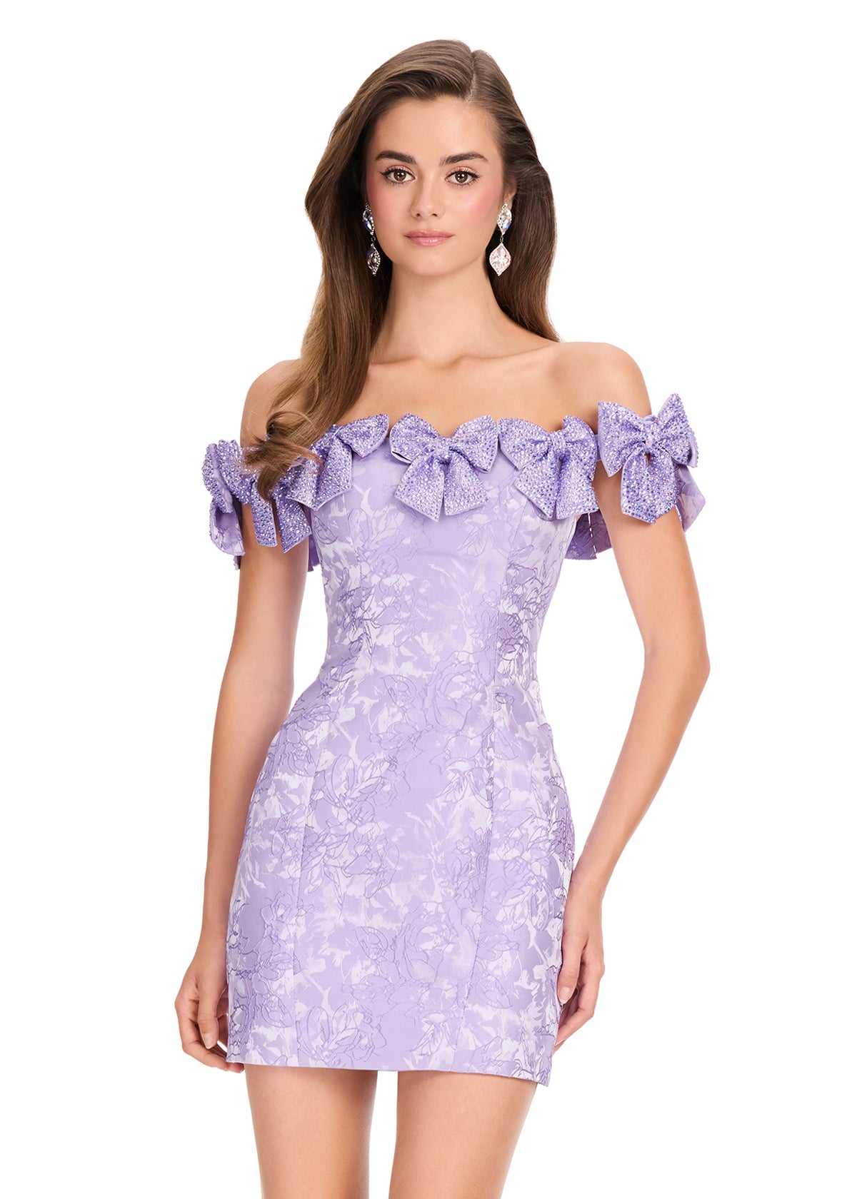 ASHLEYlauren 40074 - Brocade Bow Mini Dress