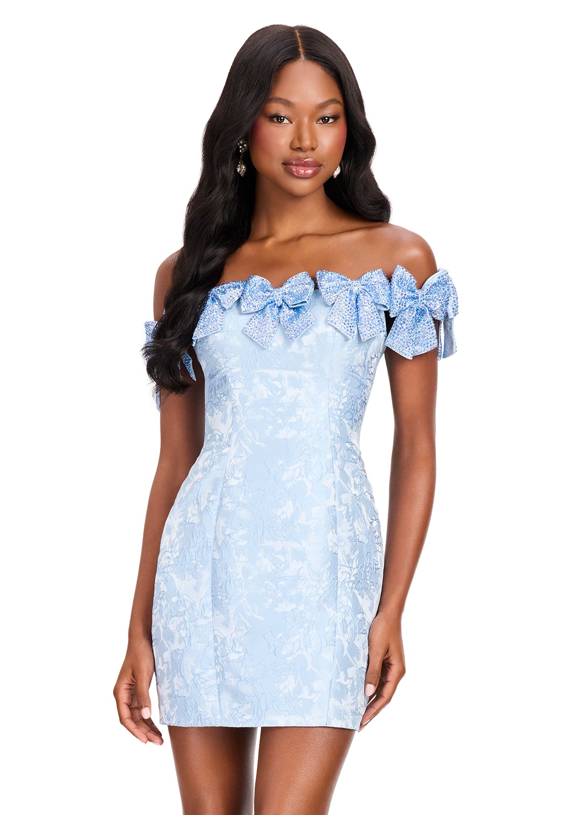 ASHLEYlauren 40074 - Brocade Bow Mini Dress