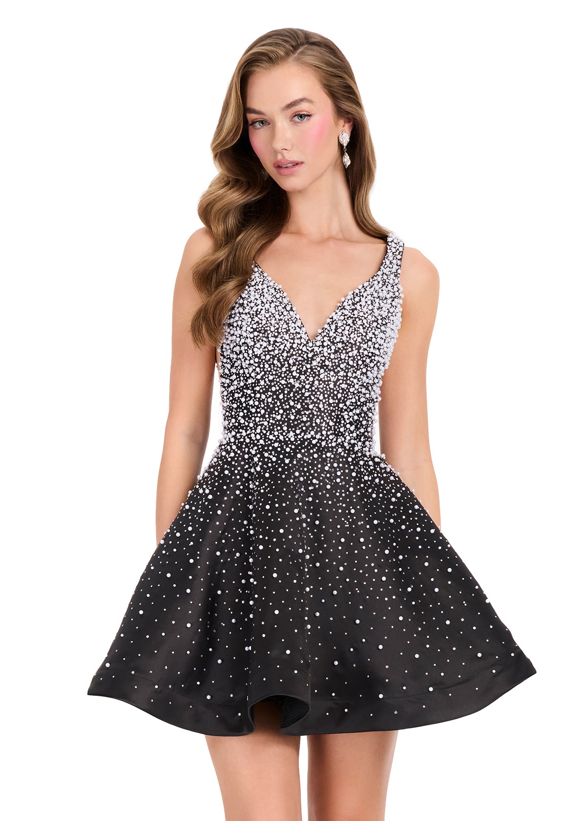 ASHLEYlauren 40081 - Embellished Fit and Flare Mini Dress