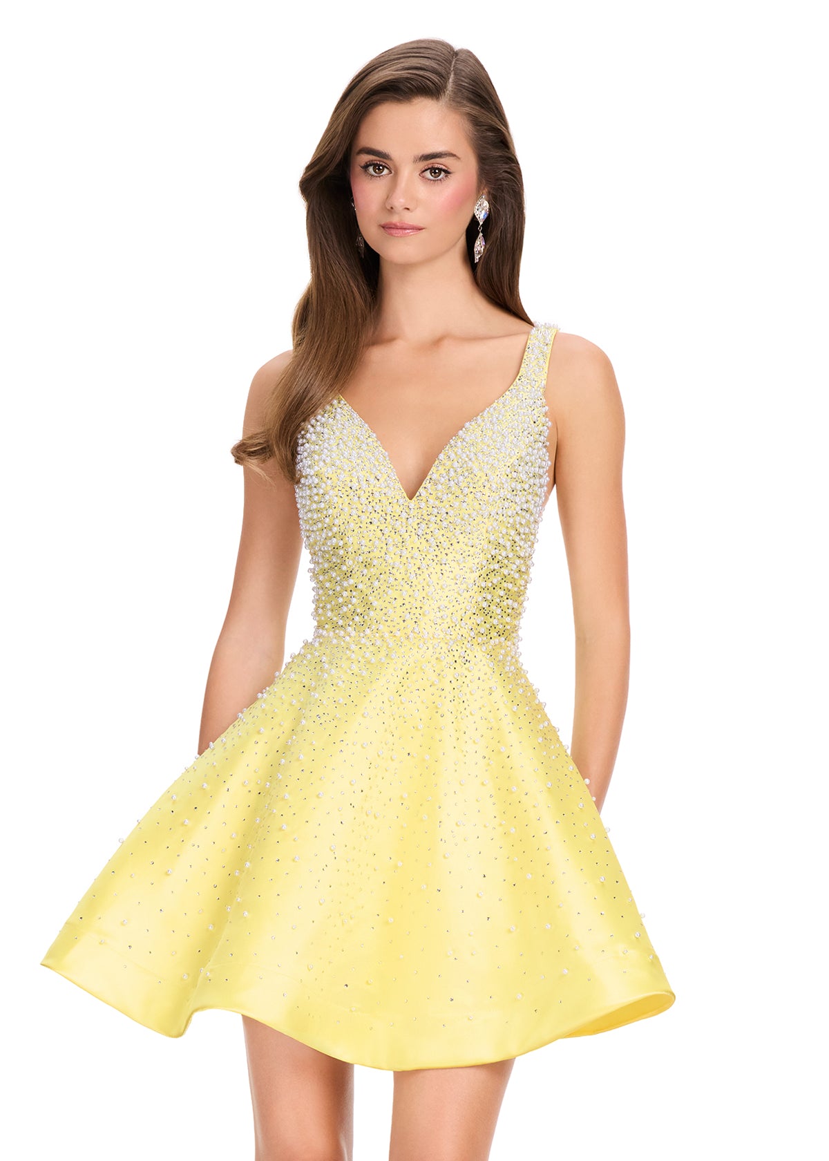ASHLEYlauren 40081 - Embellished Fit and Flare Mini Dress