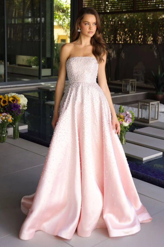 Ava Presley 42500 - Strapless Beaded Blush A Line Gown
