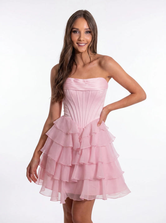 Portia and Scarlett Tiered Organza Corset Homecoming Dress PS26749