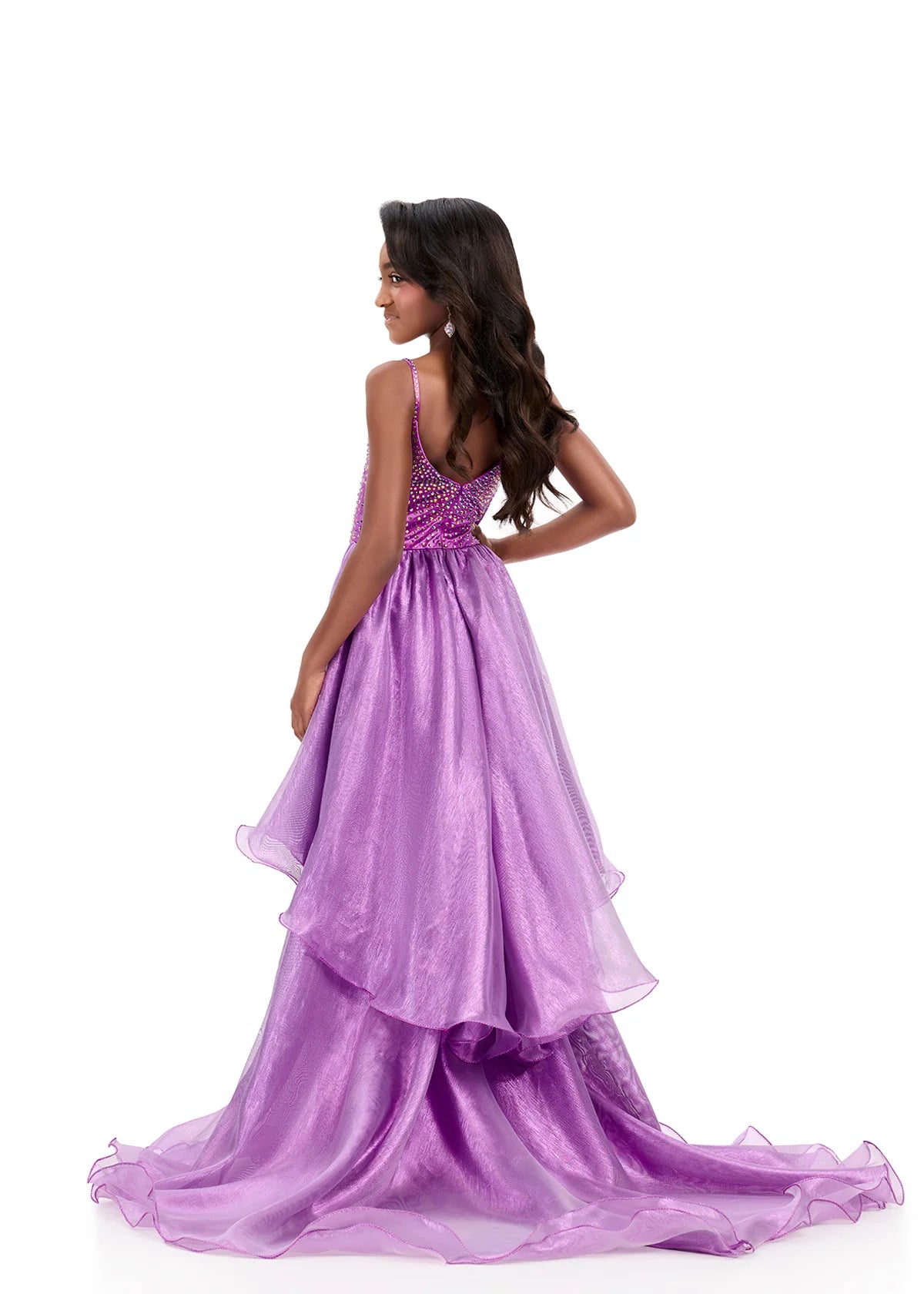 ASHLEYlauren Kids Metallic Jumpsuit with Overskirt 8361