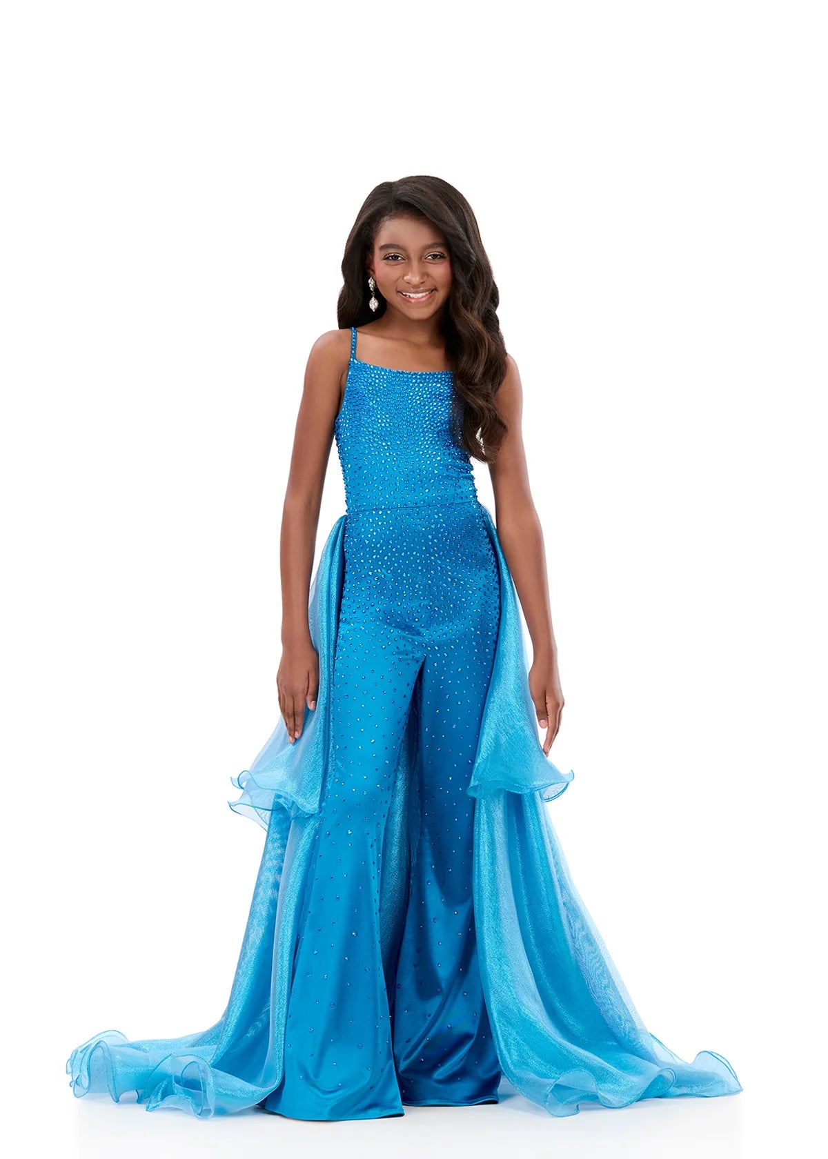 ASHLEYlauren Kids Metallic Jumpsuit with Overskirt 8361