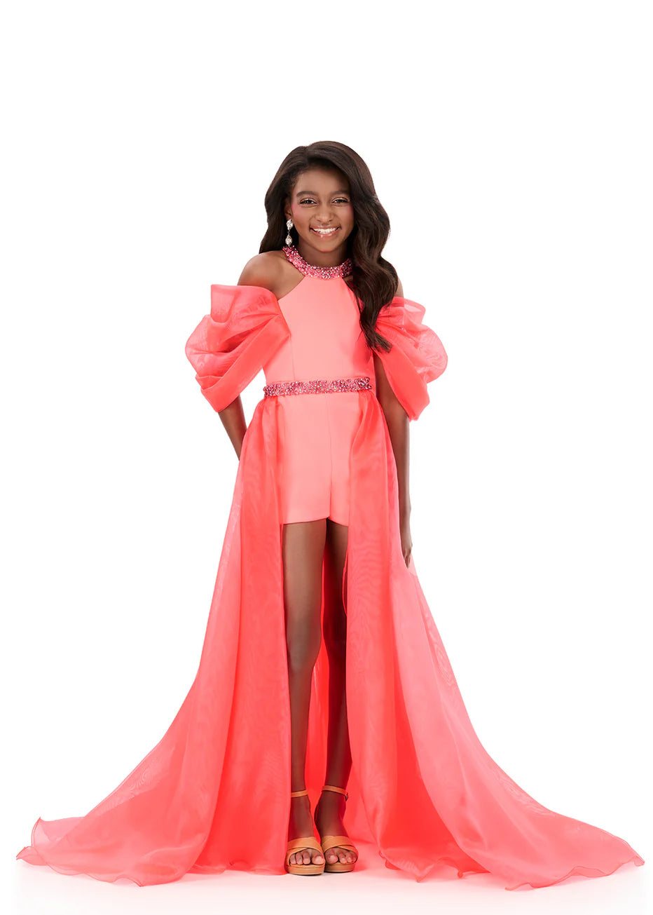ASHLEYlauren Kids Romper with Overskirt 8339