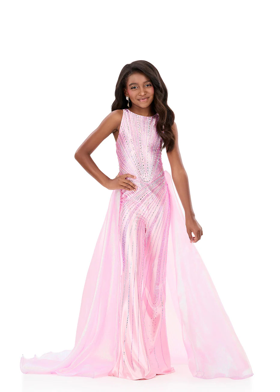 ASHLEYlauren Kids Beaded Romper with Overskirt 8363