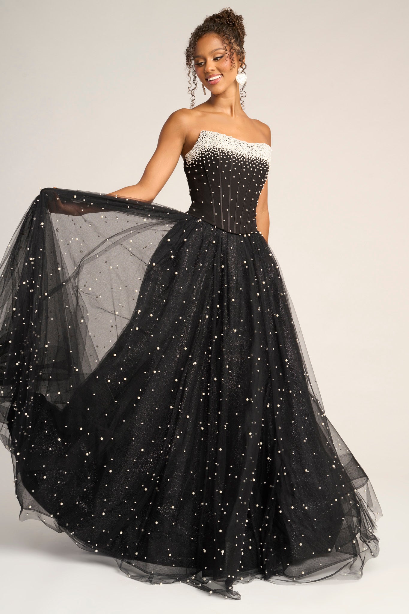 Portia and Scarlett Strapless A-Line Corset Prom Dress PS26034