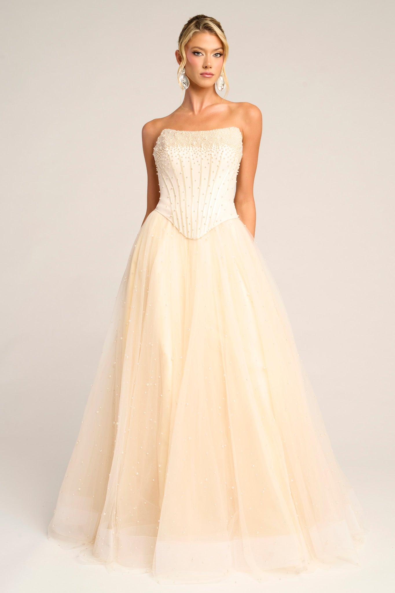 Portia and Scarlett Strapless A-Line Corset Prom Dress PS26034