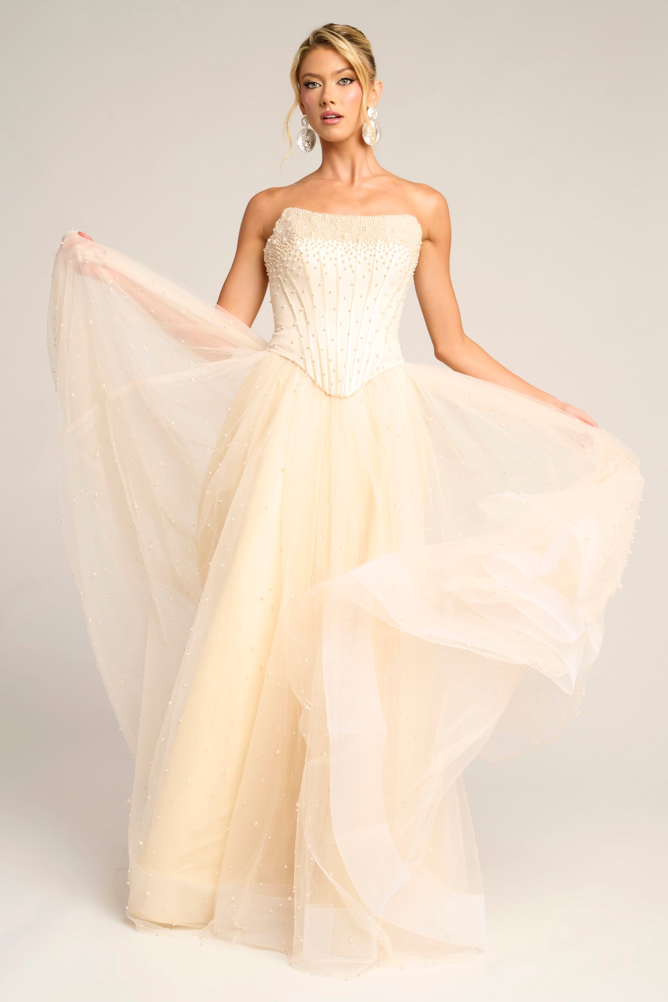Portia and Scarlett Strapless A-Line Corset Prom Dress PS26034