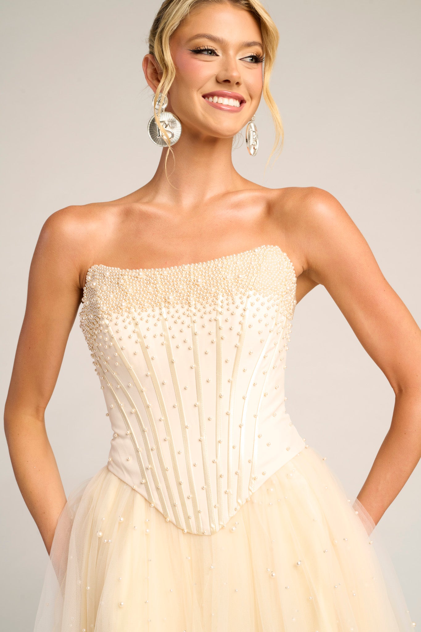 Portia and Scarlett Strapless A-Line Corset Prom Dress PS26034