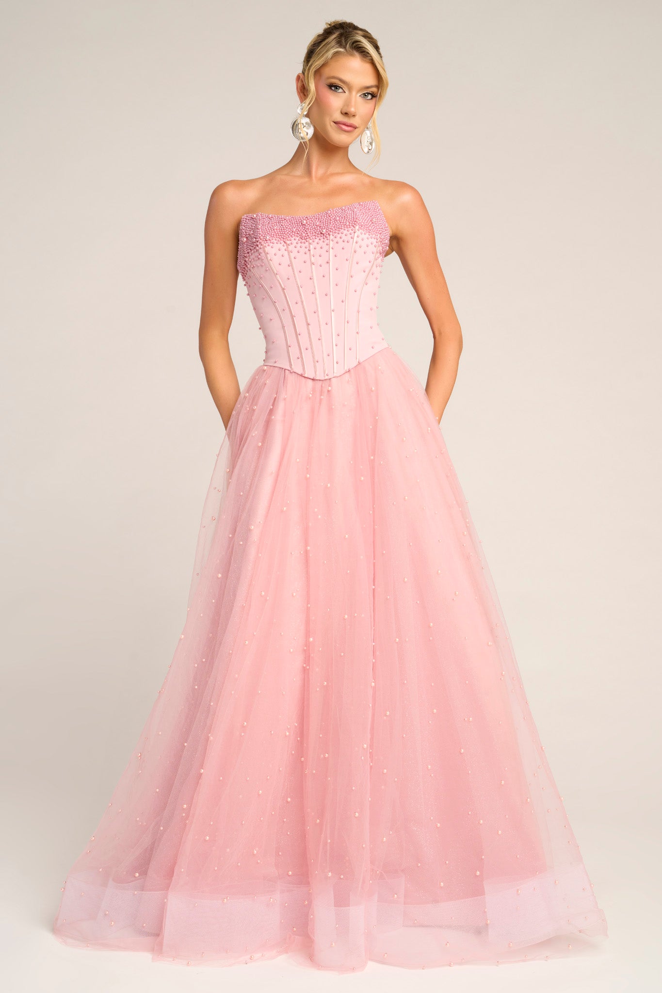 Portia and Scarlett Strapless A-Line Corset Prom Dress PS26034