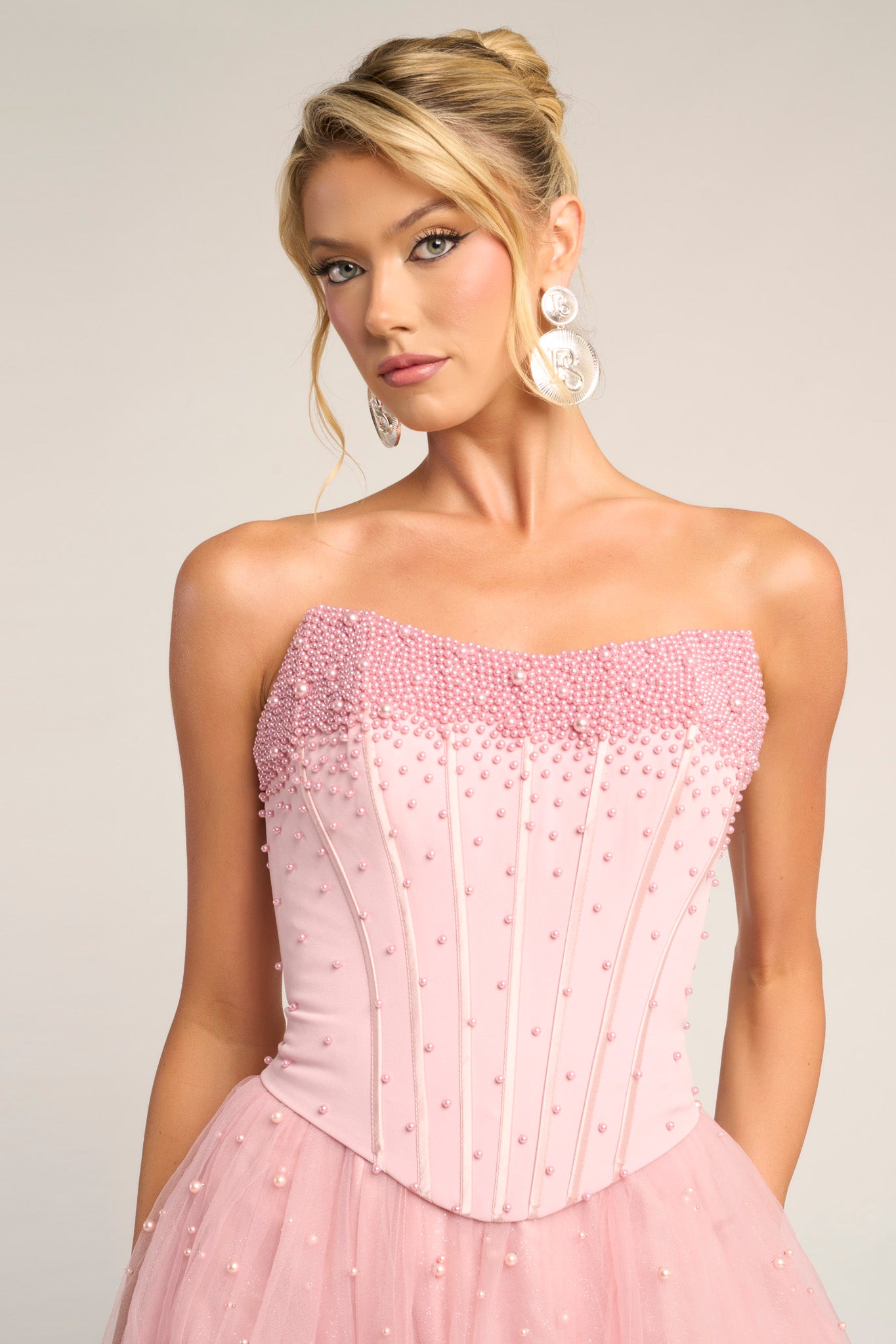 Portia and Scarlett Strapless A-Line Corset Prom Dress PS26034