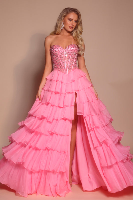 Portia and Scarlett Strapless Corset A-line Prom Dress PS26037