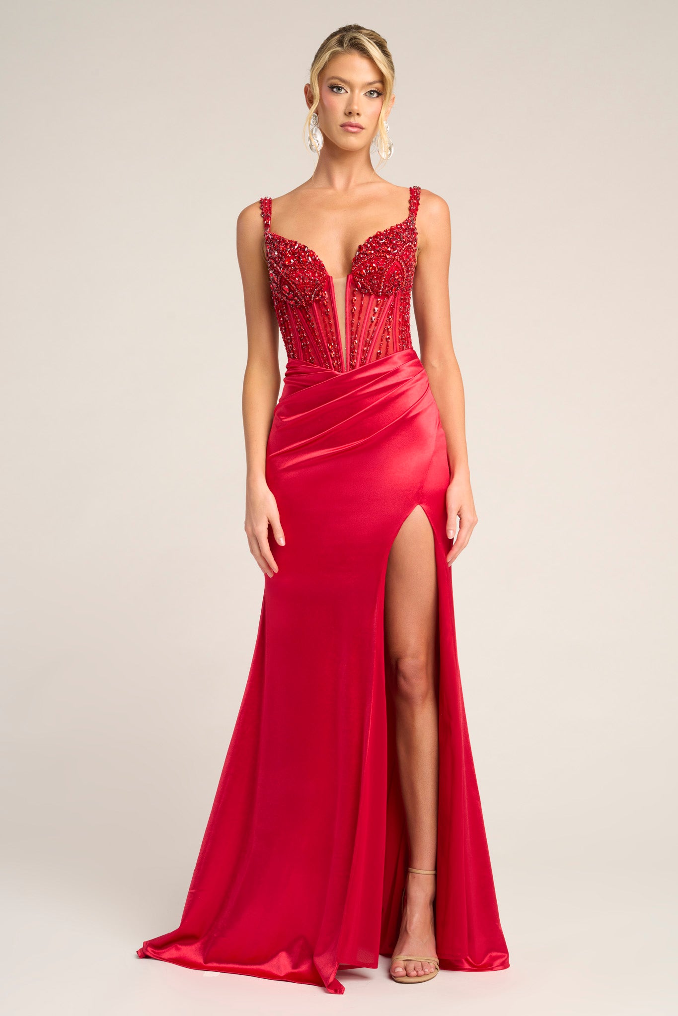 Portia and Scarlett Beaded Corset Prom Dress PS26046