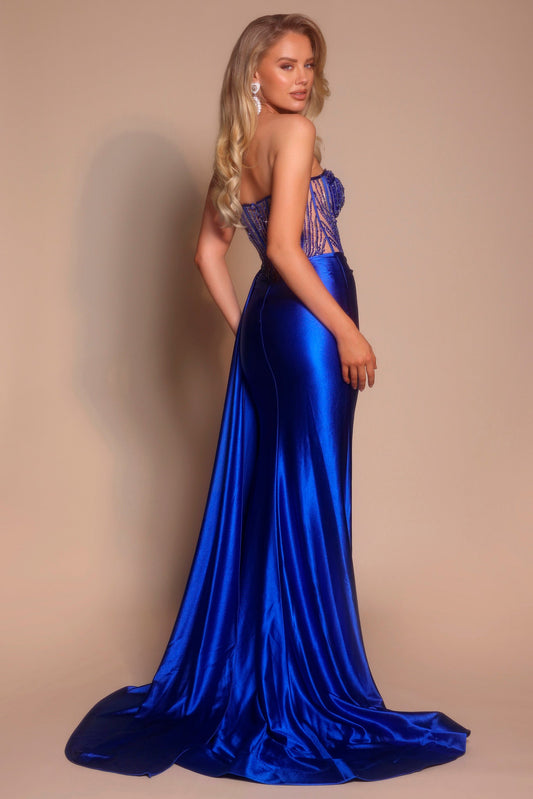 Portia & Scarlett Strapless Sheer Corset Prom Dress PS26056