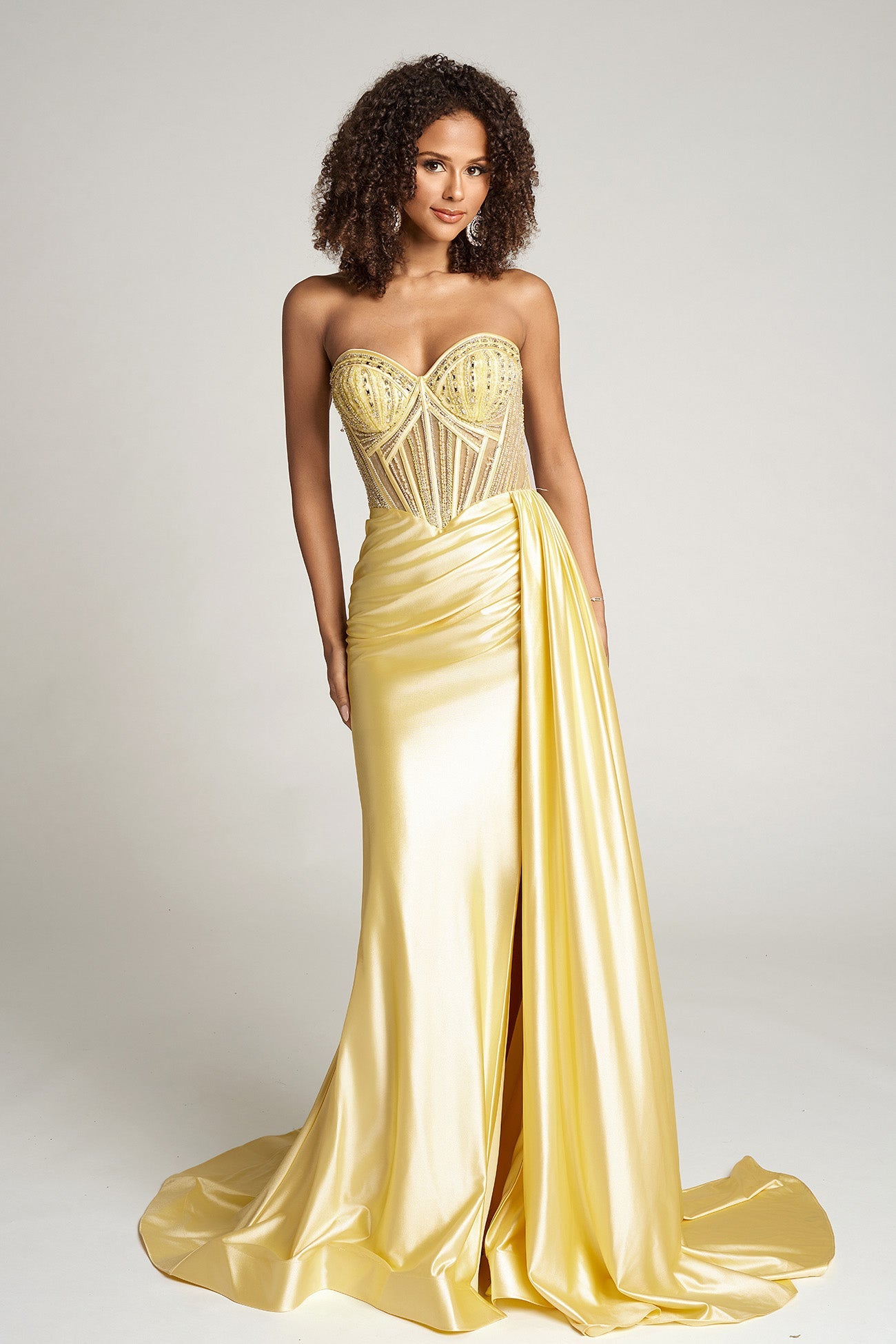 Portia & Scarlett Strapless Sheer Corset Prom Dress PS26056