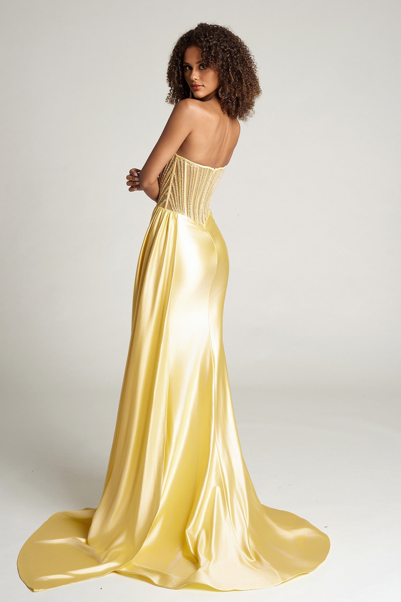 Portia & Scarlett Strapless Sheer Corset Prom Dress PS26056