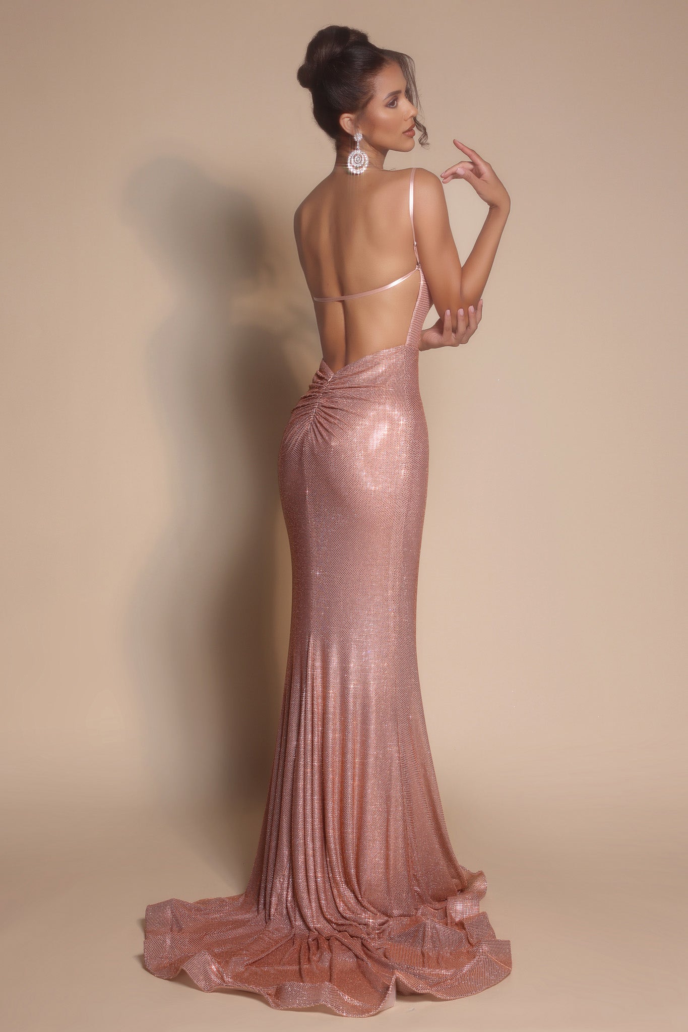 Portia and Scarlett Cowl Neck Open Back Prom Dress PS26068