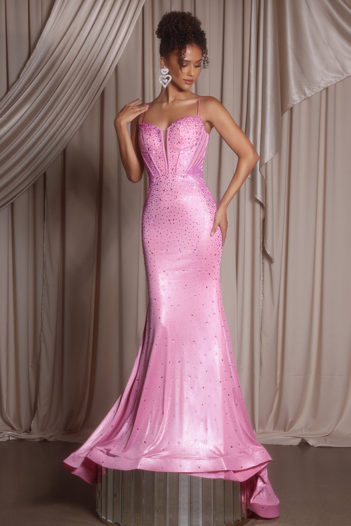 Portia & Scarlett Fitted Rhinestone Corset Prom Dress PS26071