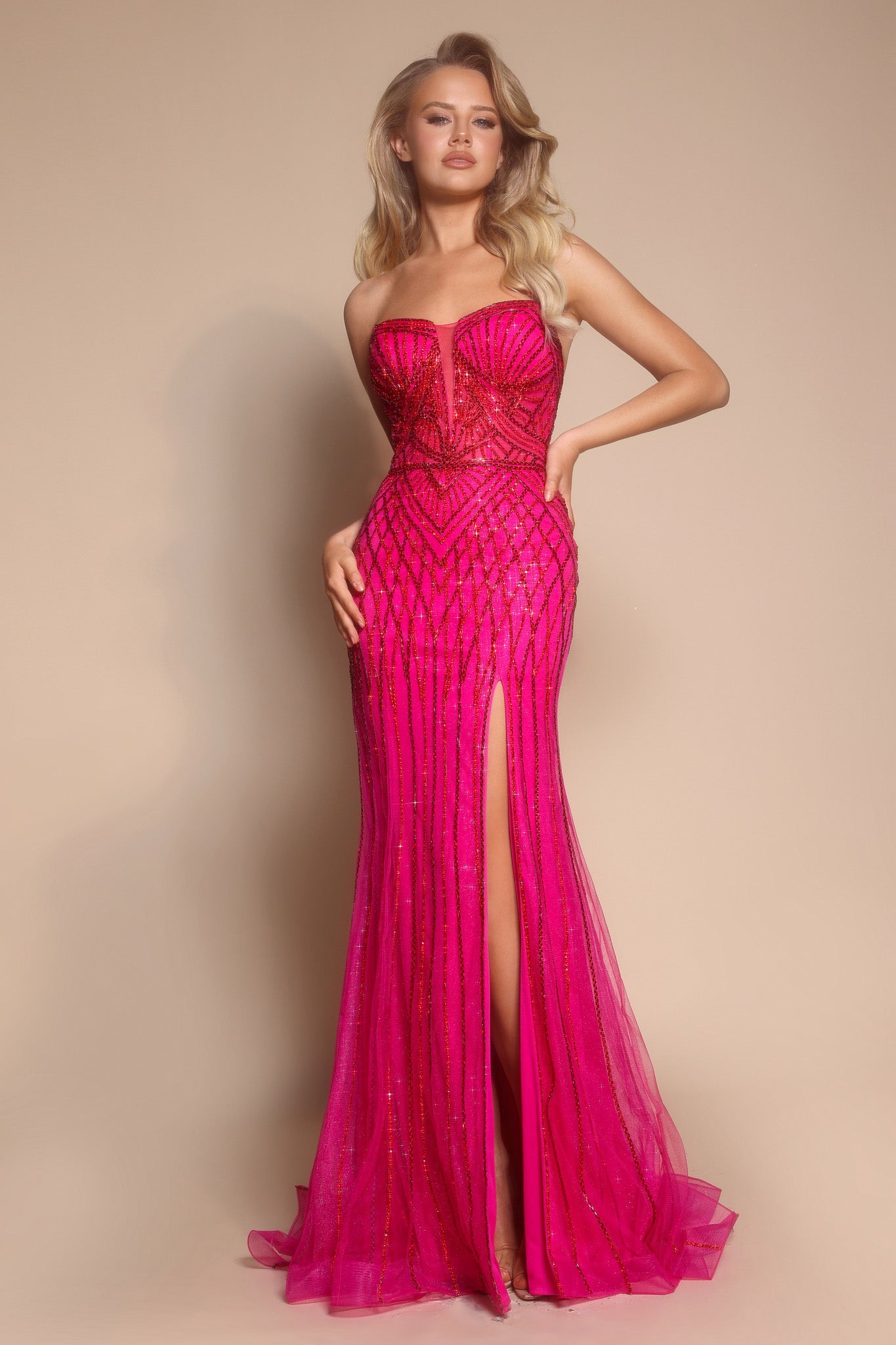 Portia and Scarlett Beaded Strapless Prom Dress PS26072